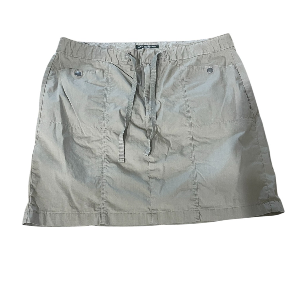Eddie Bauer Khaki Women's Skirt Size 16 Drawstring & Has Pockets Cotton Blend